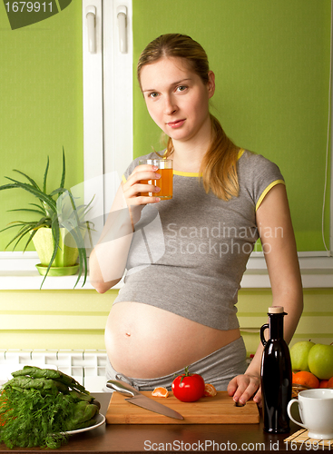 Image of Pregnant Woman on Kitchen