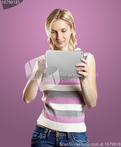 Image of Businesswoman With Touch Pad