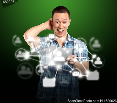 Image of Man With I Pad in Social Network