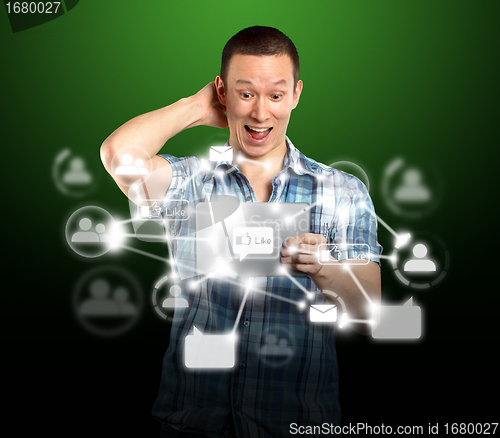 Image of Man With I Pad in Social Network