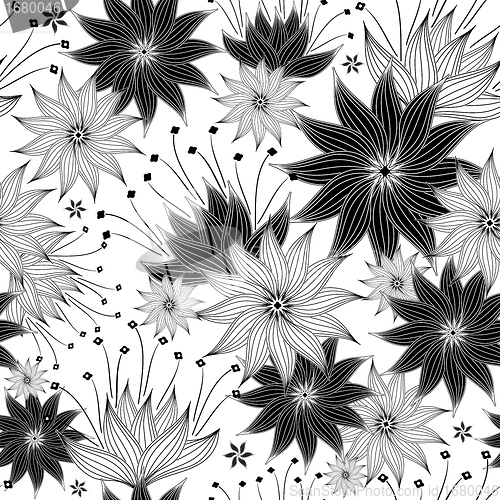 Image of Repeating white-black floral pattern