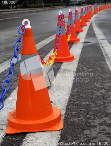 Image of Traffic cones on a dual carriageway