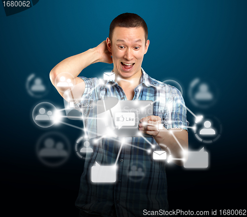 Image of Man With I Pad in Social Network