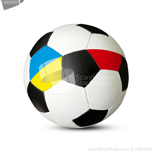 Image of Soccer ball With Ukraine and Poland Flags