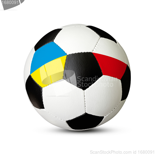 Image of Soccer ball With Ukraine and Poland Flags