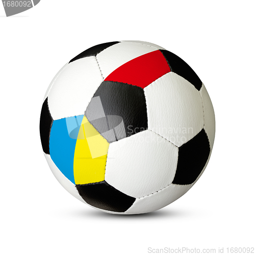 Image of Soccer ball With Ukraine and Poland Flags