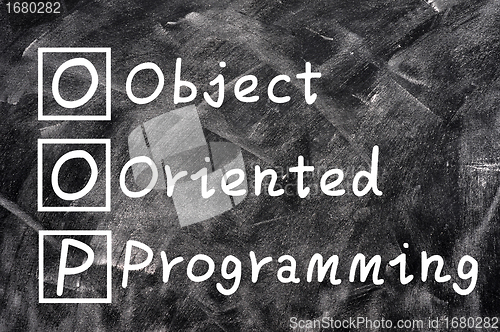 Image of Chalk writing of OOP for Object Oriented Programming