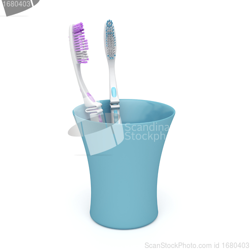 Image of Toothbrushes in a cup