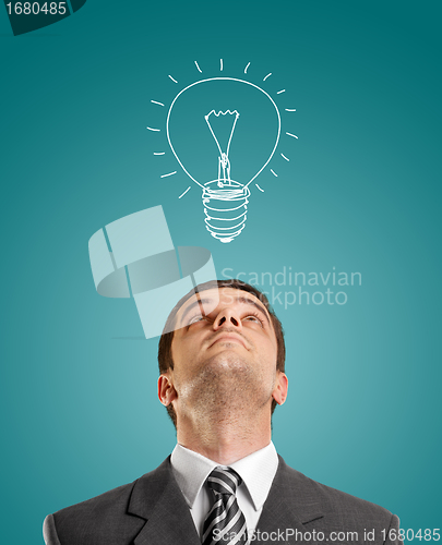 Image of Businessman Looking Upwards