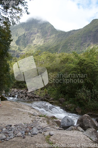 Image of Fast flowing river in tropical rainforest