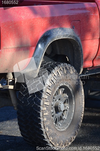 Image of Off-road tyre on truck