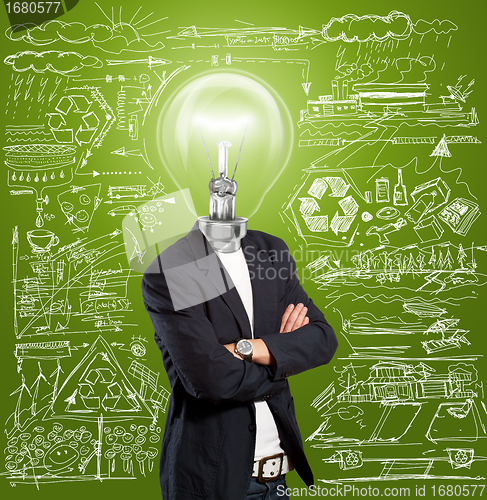 Image of Lamp Head Businessman
