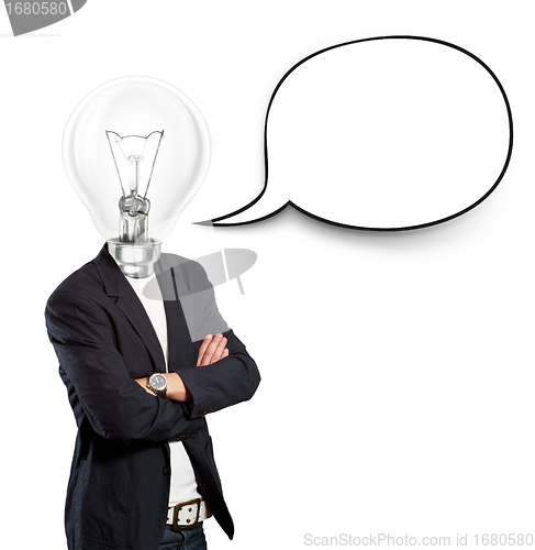 Image of Lamp Head Businessman With Speech Bubble