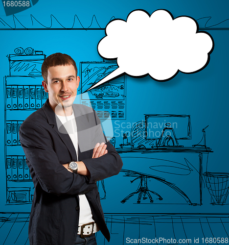 Image of Business Man With Speech Bubble