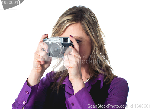 Image of Beautiful lady taking pictures