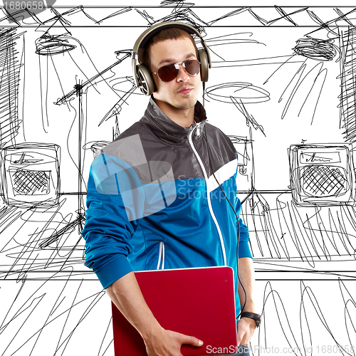 Image of Man With Headphones And Laptop