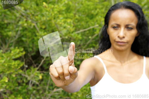 Image of Woman pointing with Finger