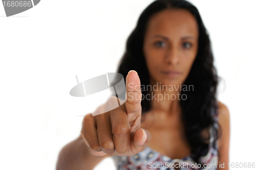 Image of Woman pointing with Finger