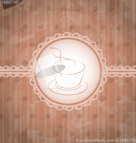 Image of Vintage background with coffee label, coffee bean's texture