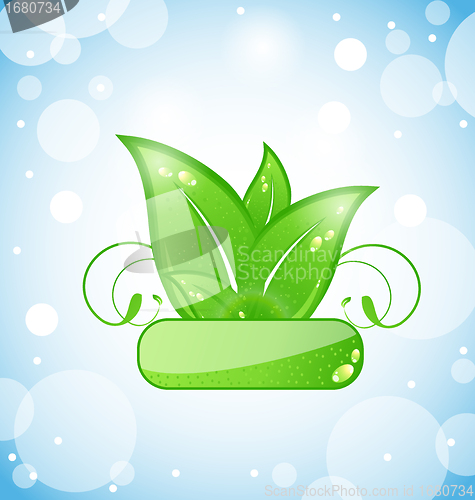 Image of green nature leaves on blue background