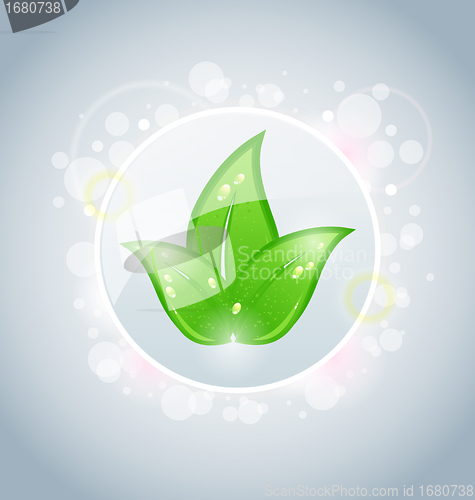 Image of Ecology bubble with green leaves