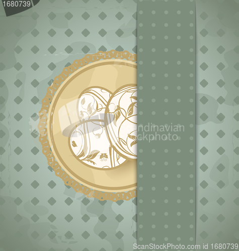 Image of Easter grunge card with eggs
