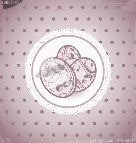Image of Easter card with eggs in vintage style