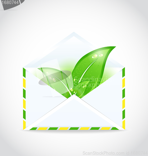 Image of  summer letter with green leaves