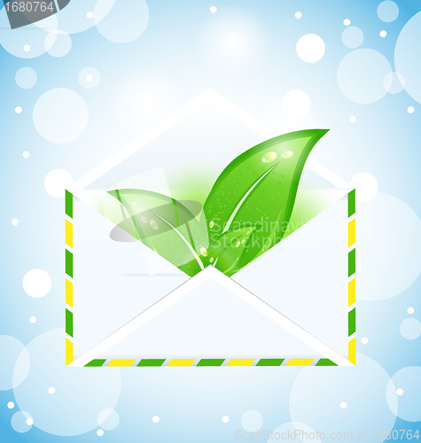 Image of summer letter with green leaves