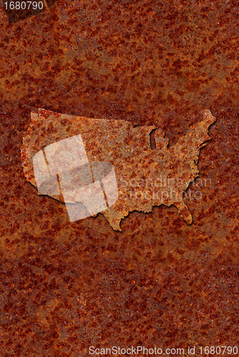 Image of Rusted corroded metal map of the United States