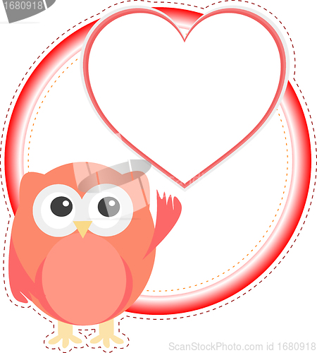 Image of valentine owl girl with heart. holiday vector card