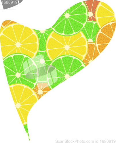 Image of citrus fruit heart. Isolated on white background
