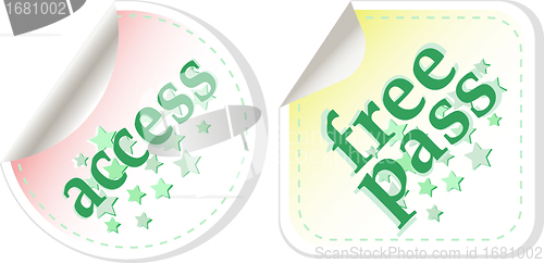 Image of Free pass and access vector stamps set