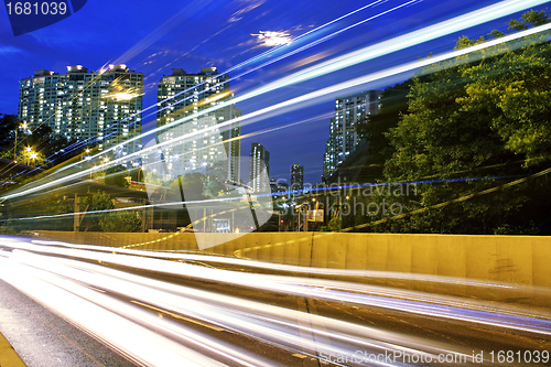 Image of traffic in downtown of Hong Kong 