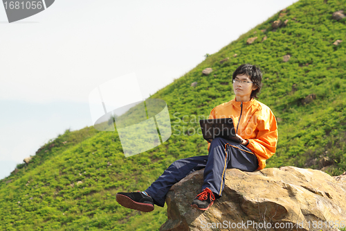 Image of asain Man with notebook 