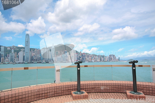 Image of View point with telescope near  hongkong,china