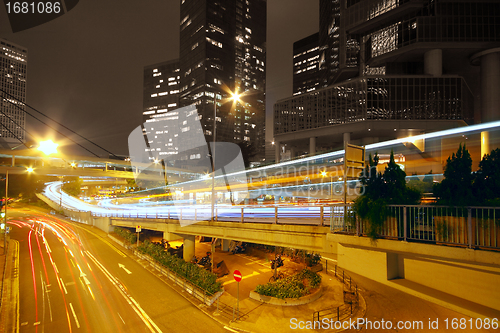 Image of modern city traffic at night 