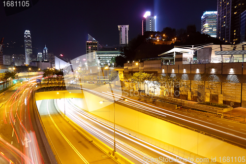 Image of modern city traffic at night 