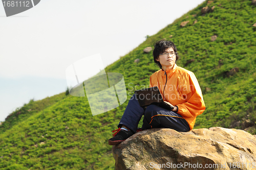 Image of asain Man with notebook 