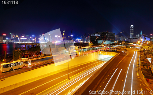 Image of modern city traffic at night 