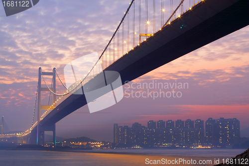 Image of bridge at sunset moment, Tsing ma bridge 