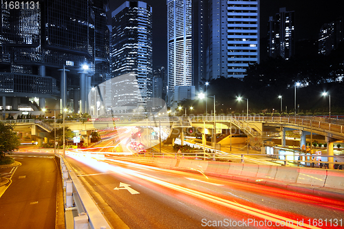 Image of modern city traffic at night 