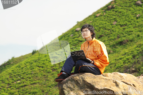 Image of asain Man with notebook 