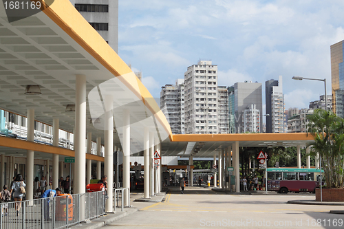 Image of bus terminal in Hong Kong. 