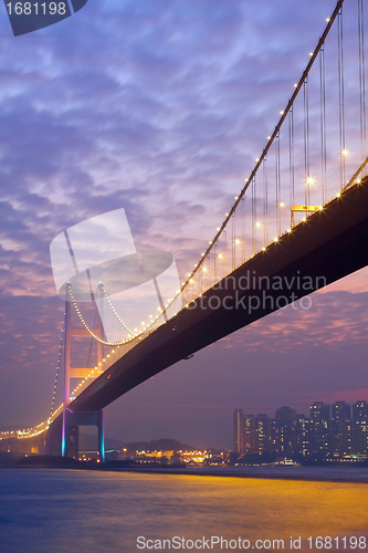 Image of bridge at sunset moment, Tsing ma bridge 