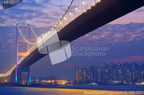 Image of long bridge in sunset hour