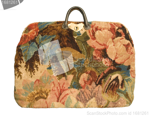Image of Antique carpetbag with a flower pattern