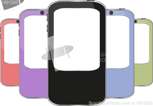 Image of vector multicolored smart phone set