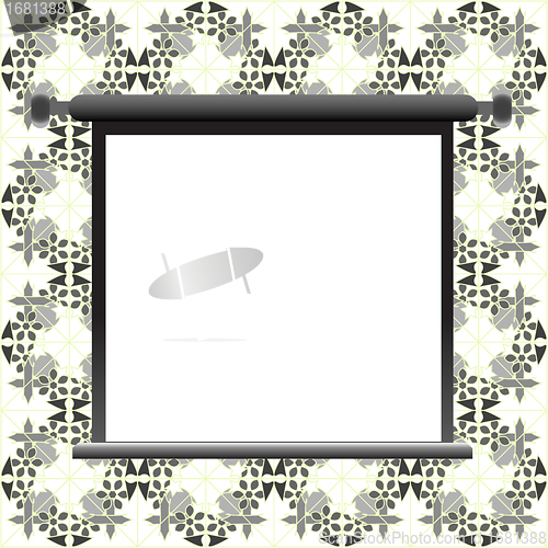 Image of Blank billboard on floral wall for your advertisement