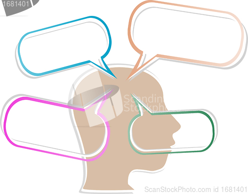 Image of vector head silhouette with abstract speech bubble